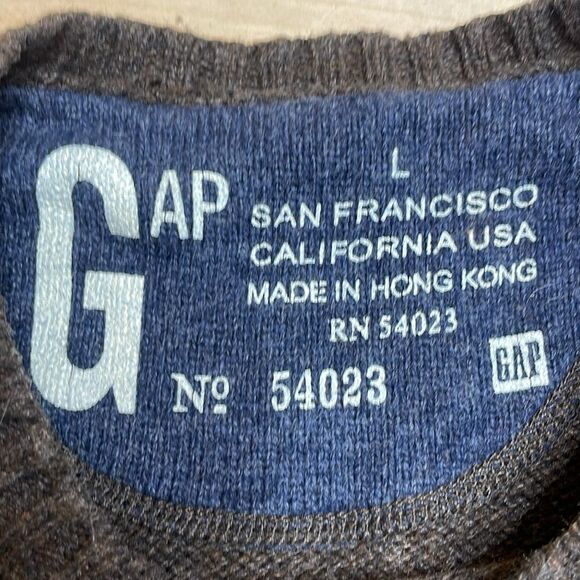 90s vintage Men’s Gap Brown Wool Knit Crewneck sweater Large - Picture 2 of 7